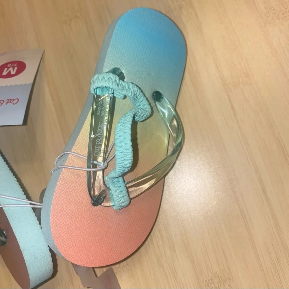 3 pairs of Cat & Jack Girls' Size Medium 7/8 Adrian Flip Flop Sandals Ombré